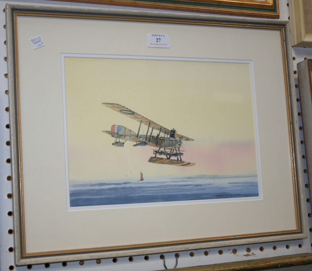 Barry K. Barnes - Study of a Seaplane, 20th Century watercolour, signed, approx 22cm x 31.5cm.