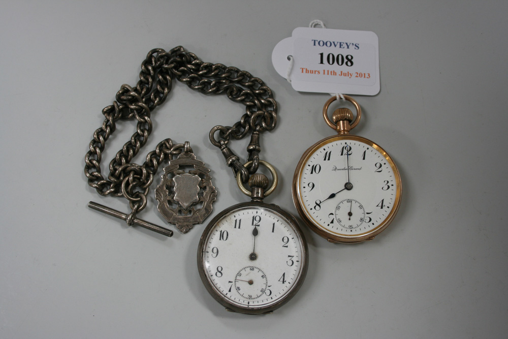 A 9ct gold cased keyless wind open-faced gentleman`s pocket watch with an unsigned jewelled lever
