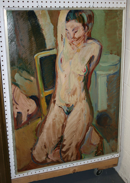 Eduard Borregaard - Portrait of a Female Nude, oil on board, signed and dated 1930, approx 93cm x