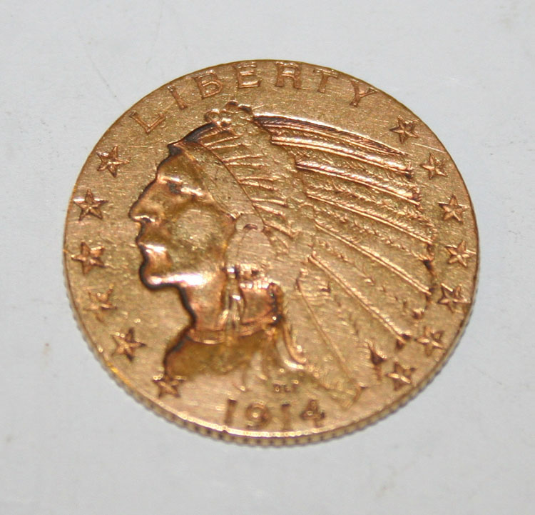 A USA gold five dollars 1914.