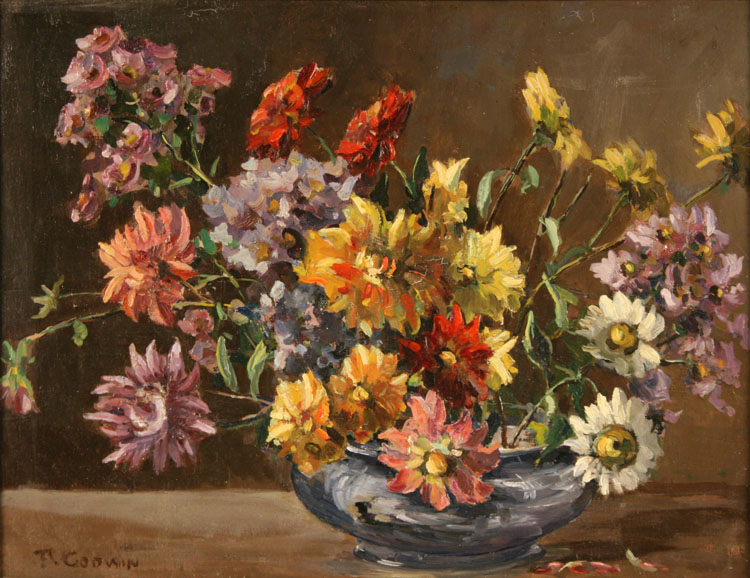 Frederica Vincentia Godwin - `From the Harvest Decoration`, oil on panel, signed recto, titled label