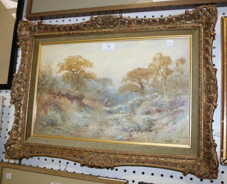 H.A. Harper - `Sherwood Forest` (Landscape with Figure carrying Wood), watercolour, signed and dated