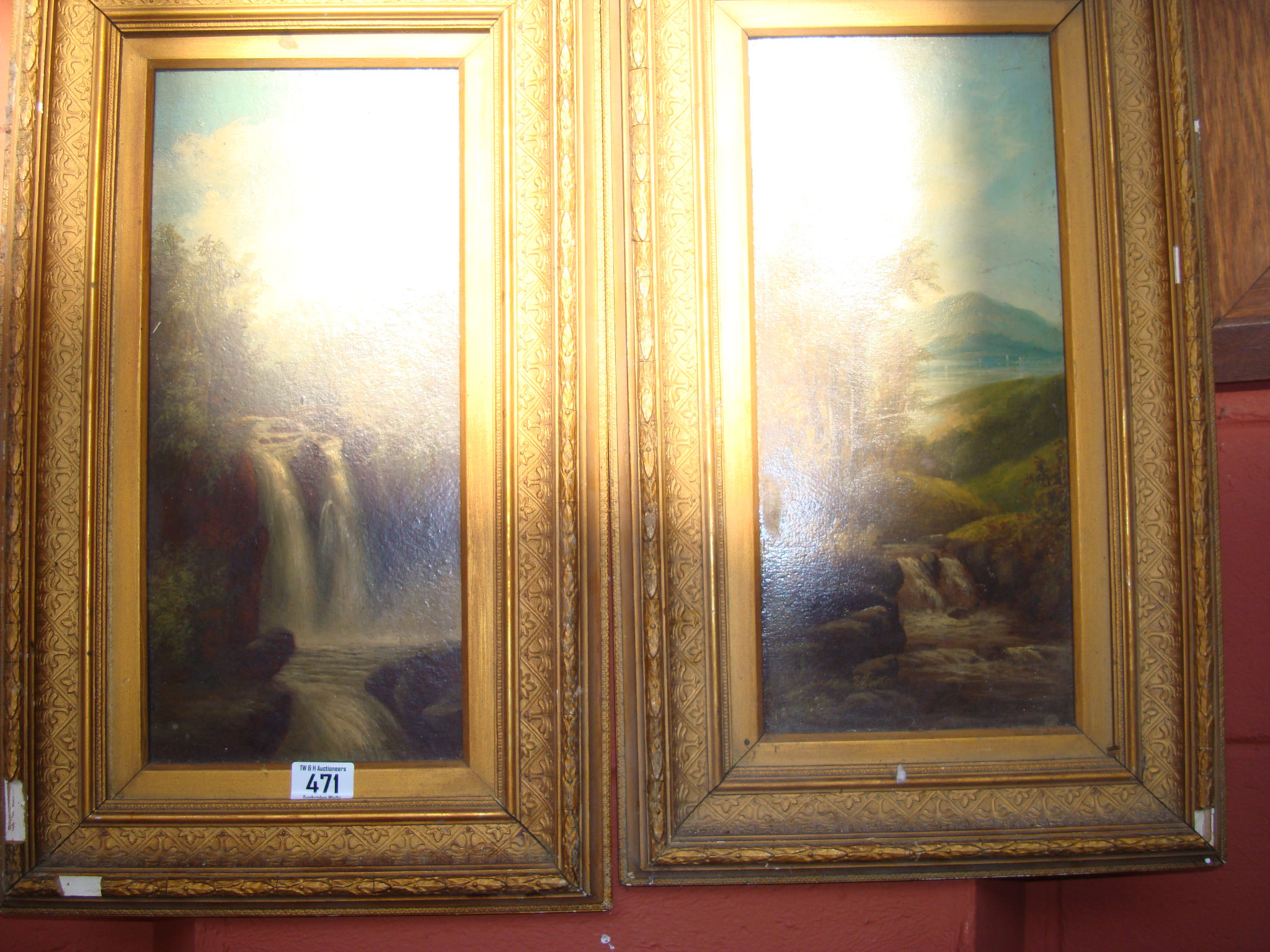 A pair of late 19th century oils on board, riverscapes, unsigned.