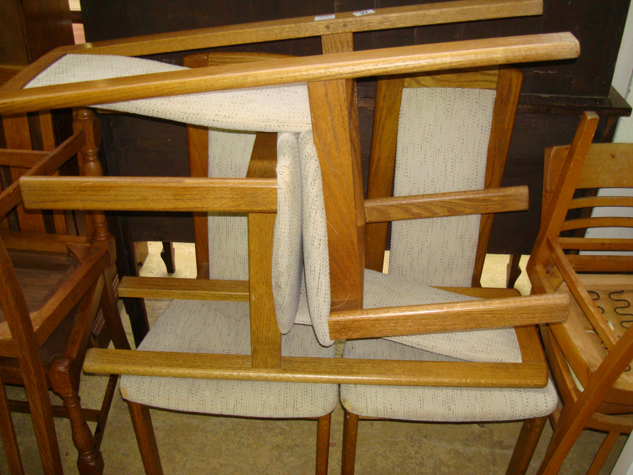 A set of four Danish oak dining chairs and two other chairs (6)