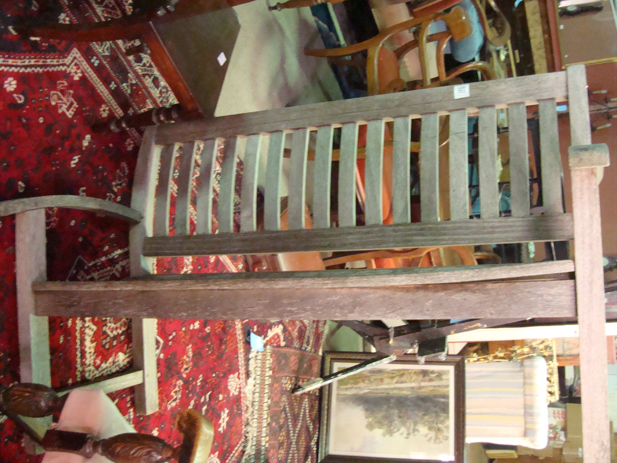 A teak garden bench