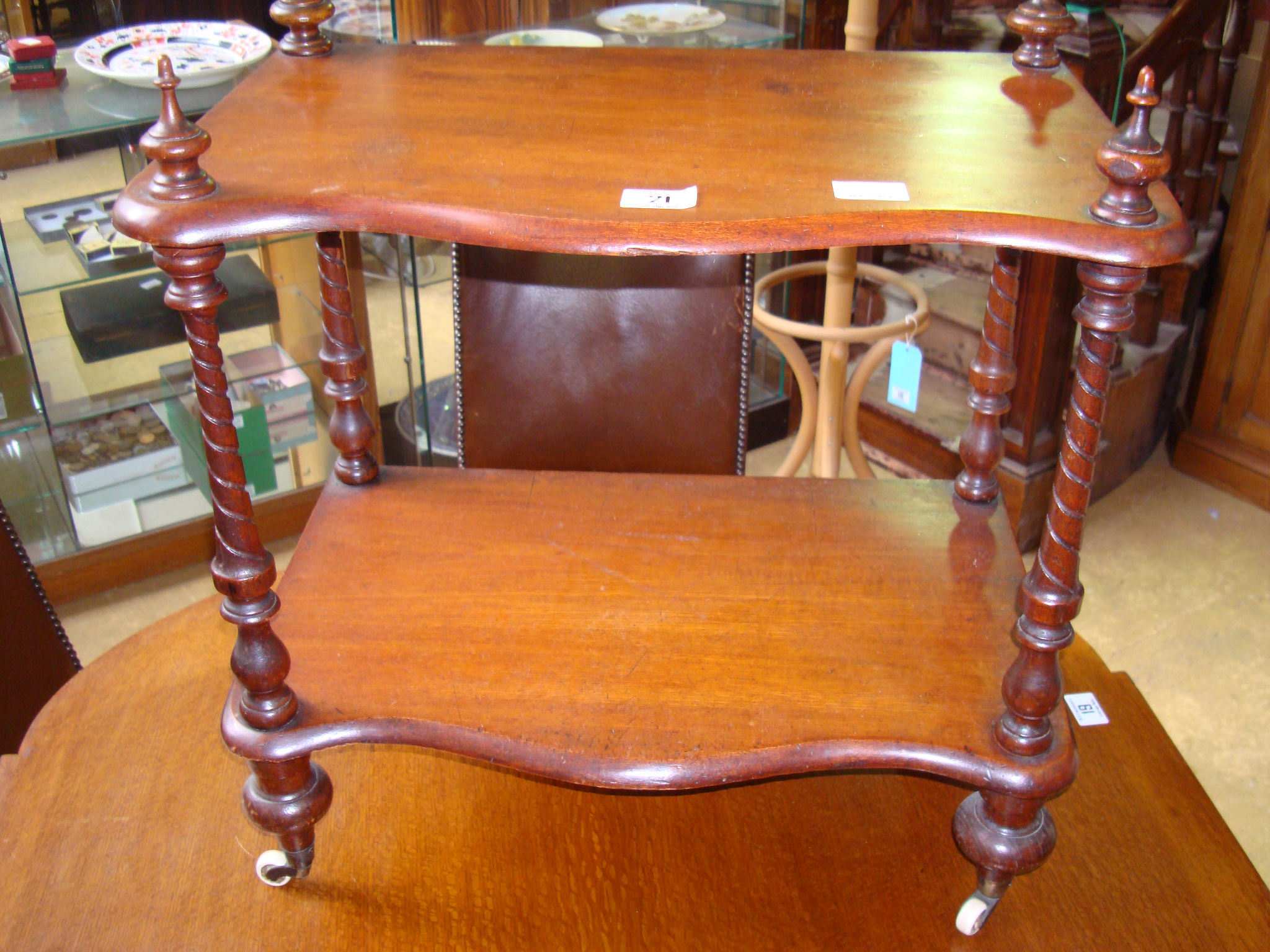 A Victorian mahogany two tiered wotnot