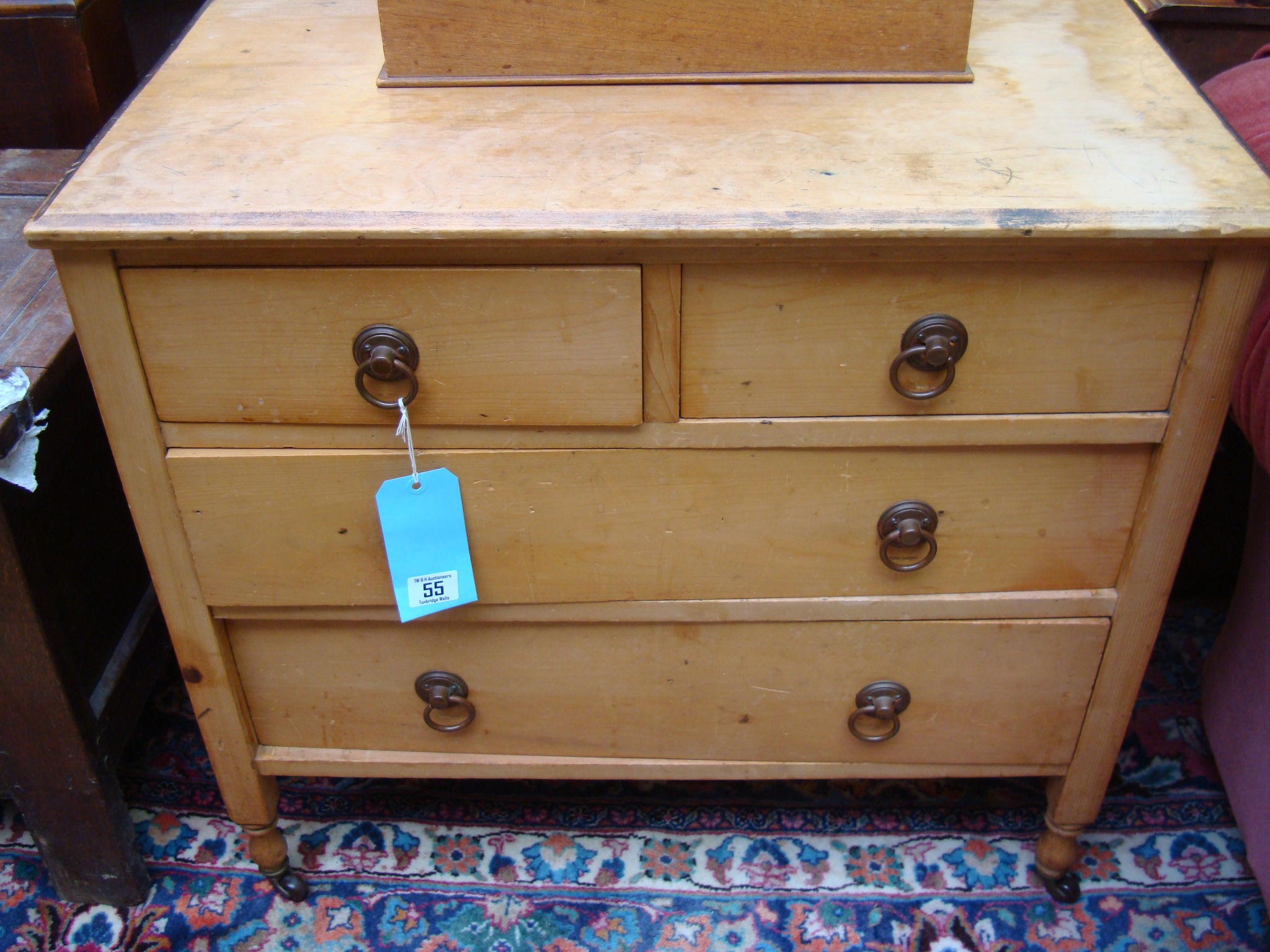 A late 19th century continental pine chest of drawers