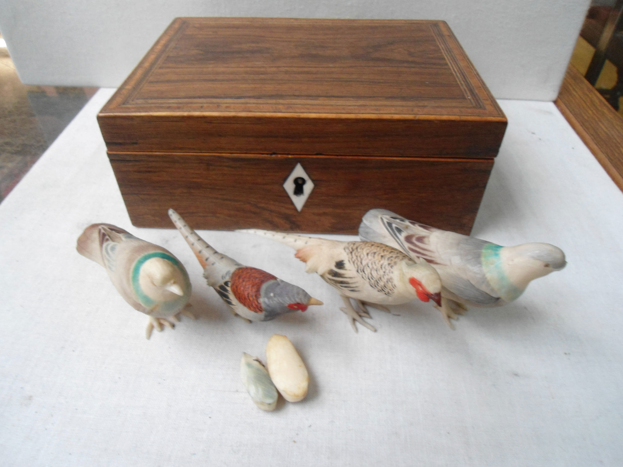 Chinese painted ivory birds 1 a/f (4)