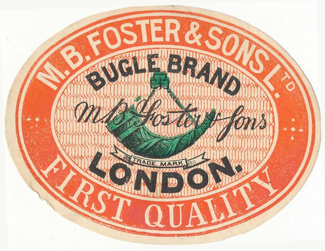 BEER LABELS, M.B. Foster & Sons (London), Bugle Brand, Sparkling Scotch Ale, Pilsener Beer, 1920s,