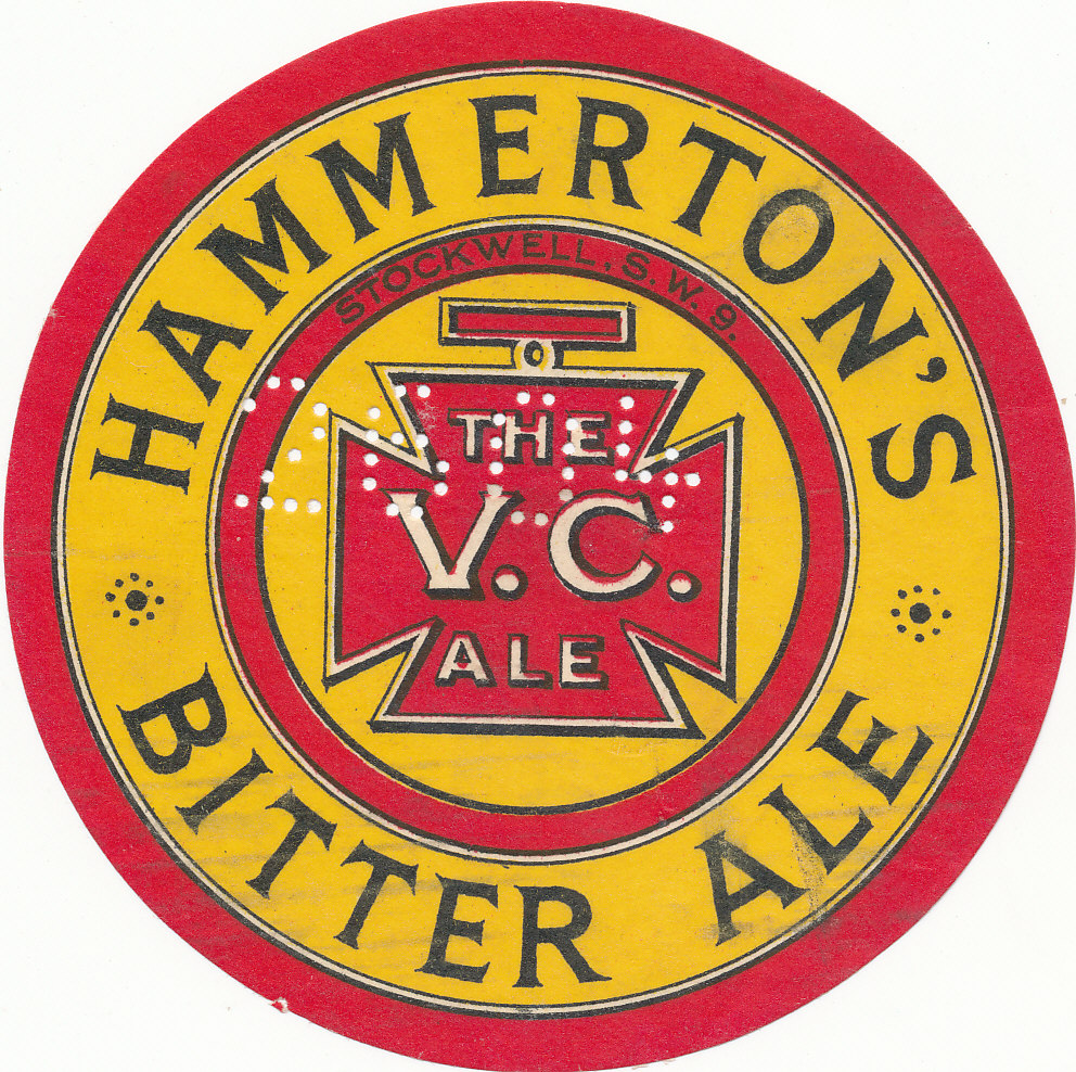 BEER LABELS, Chas. Hammerton (Stockwell), The V.C. Ale, 1930s, perfin stamp, circular, printers