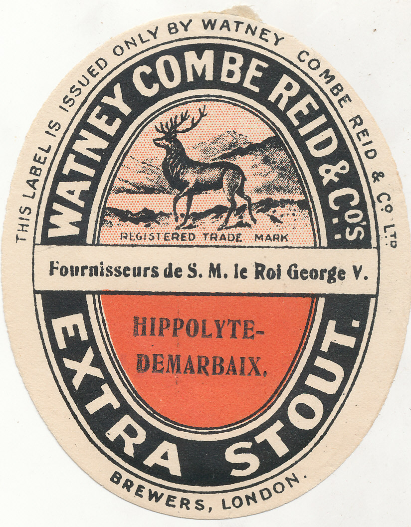 BEER LABELS, Watney Combe Reid & Co. (London), Export Stout, 1913/14, For Hippolyte Demarbaix, G. de