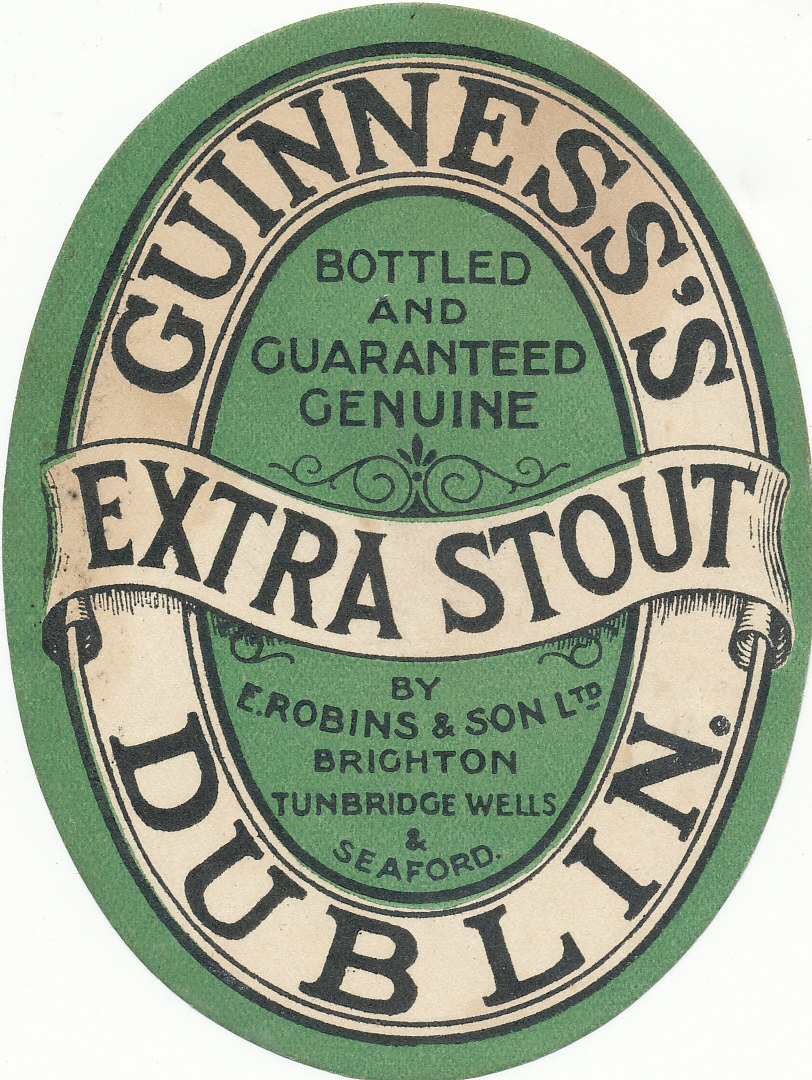 BEER LABELS, Guinness, bottled by Robins of Tunbridge Wells, late 1930s, vo, VG