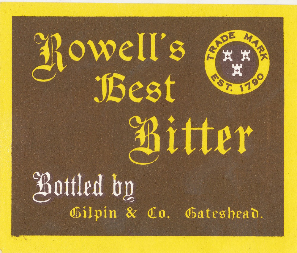 BEER LABELS, Rowells, bottled by Gilpin & Co. (Gateshead), Best Bitter, 1930s/50s, rh, EX