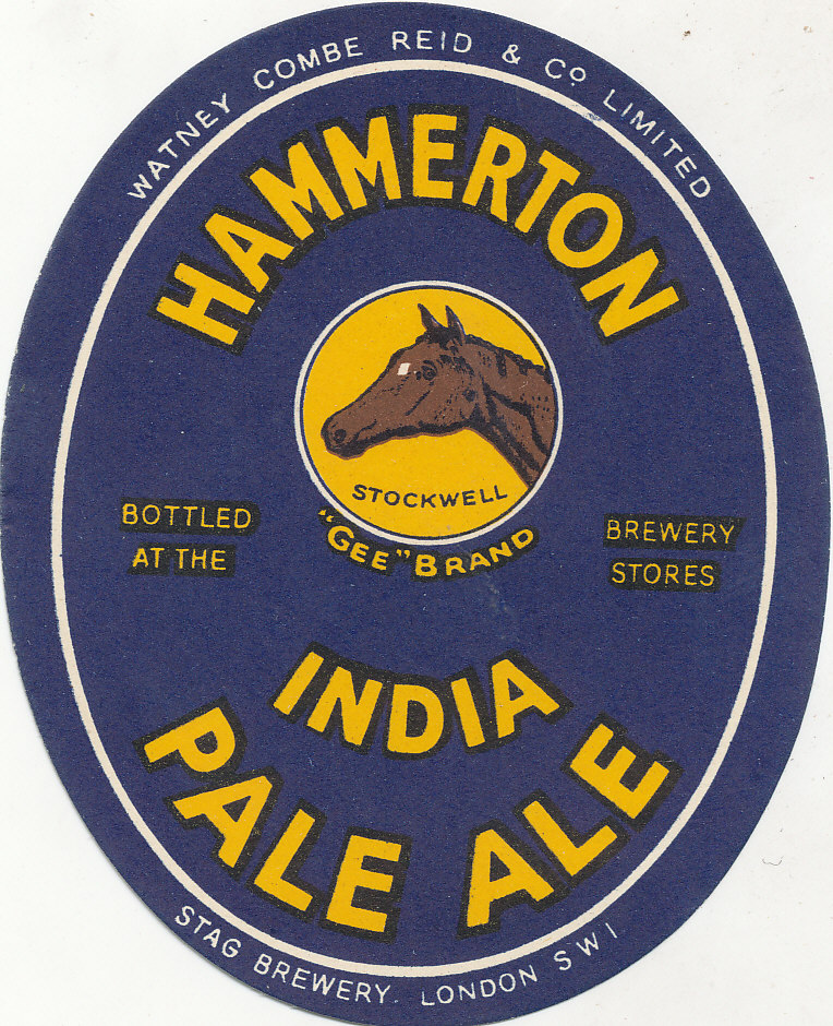 BEER LABELS, Chas. Hammerton, for Watney Combe Reid & Co., Stag Brewery, IPA, 1950s, various vo, VG,