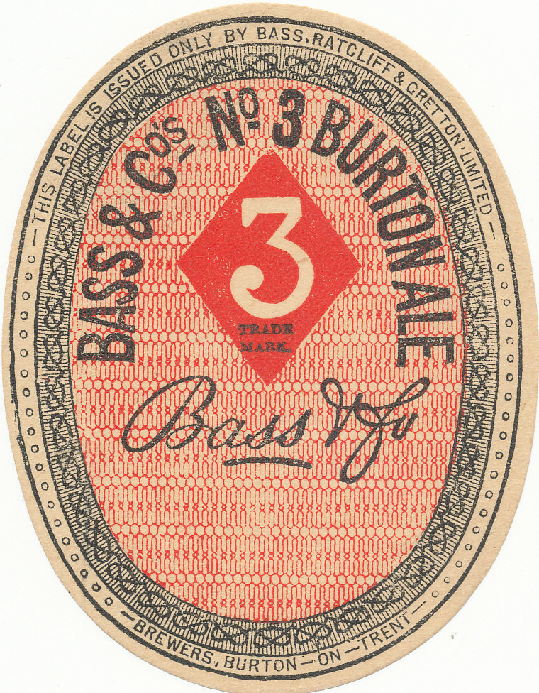 BEER LABELS, Bass & Co. (Burton), No. 3, Stout, Light Bottling Ale, 1920s/30s, vo, VG, 3