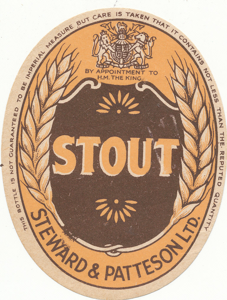 BEER LABELS, Steward & Patterson (Norwich), Stout, 1930s, vo, some scuffing, G