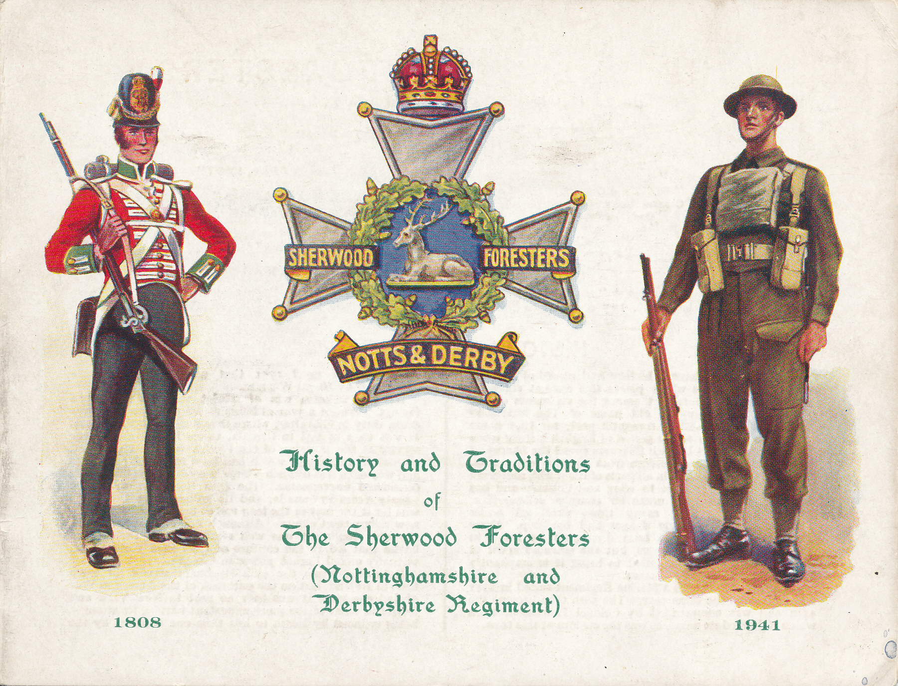 MILITARY, an unusual opening leaflet, 6" x 5", of the History & Traditions of the Sherwood