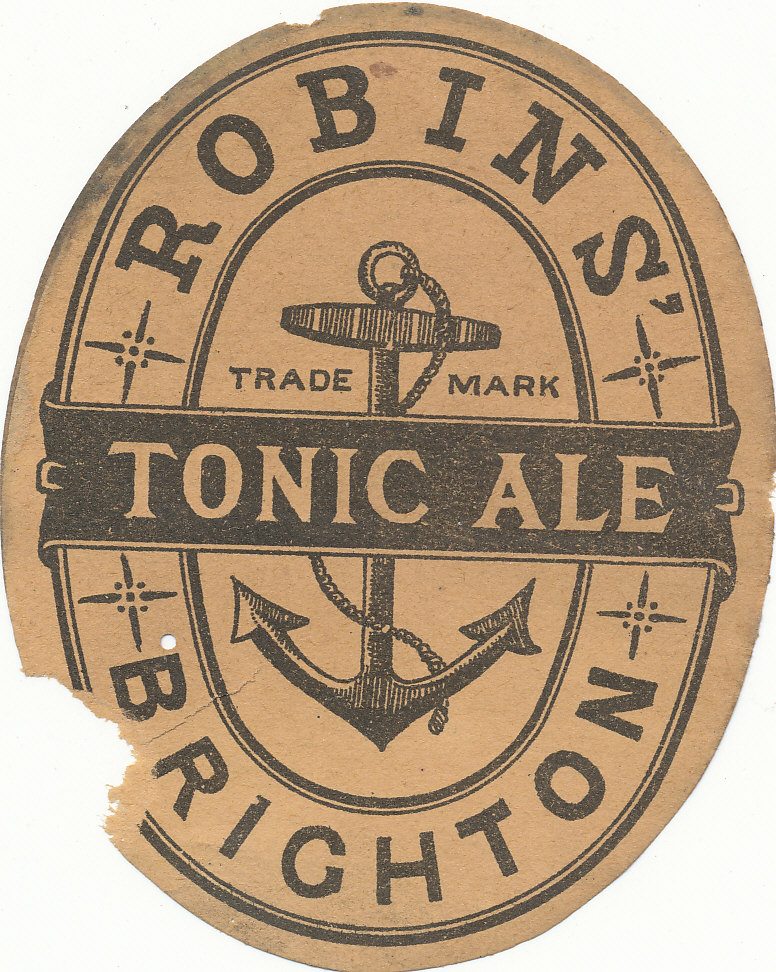 BEER LABELS, Robins (Brighton), Tonic Ale, pre-1924, vo, tears and loss of paper, some age toning,