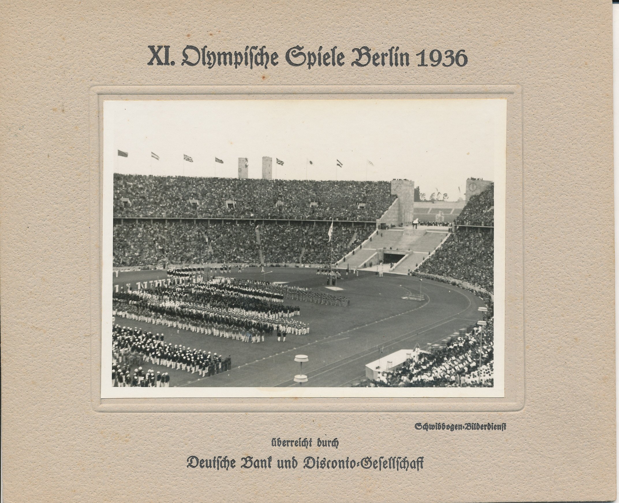 OLYMPICS, an official 7" x 6", the opening ceremony at Berlin 1936, laid down to photographers