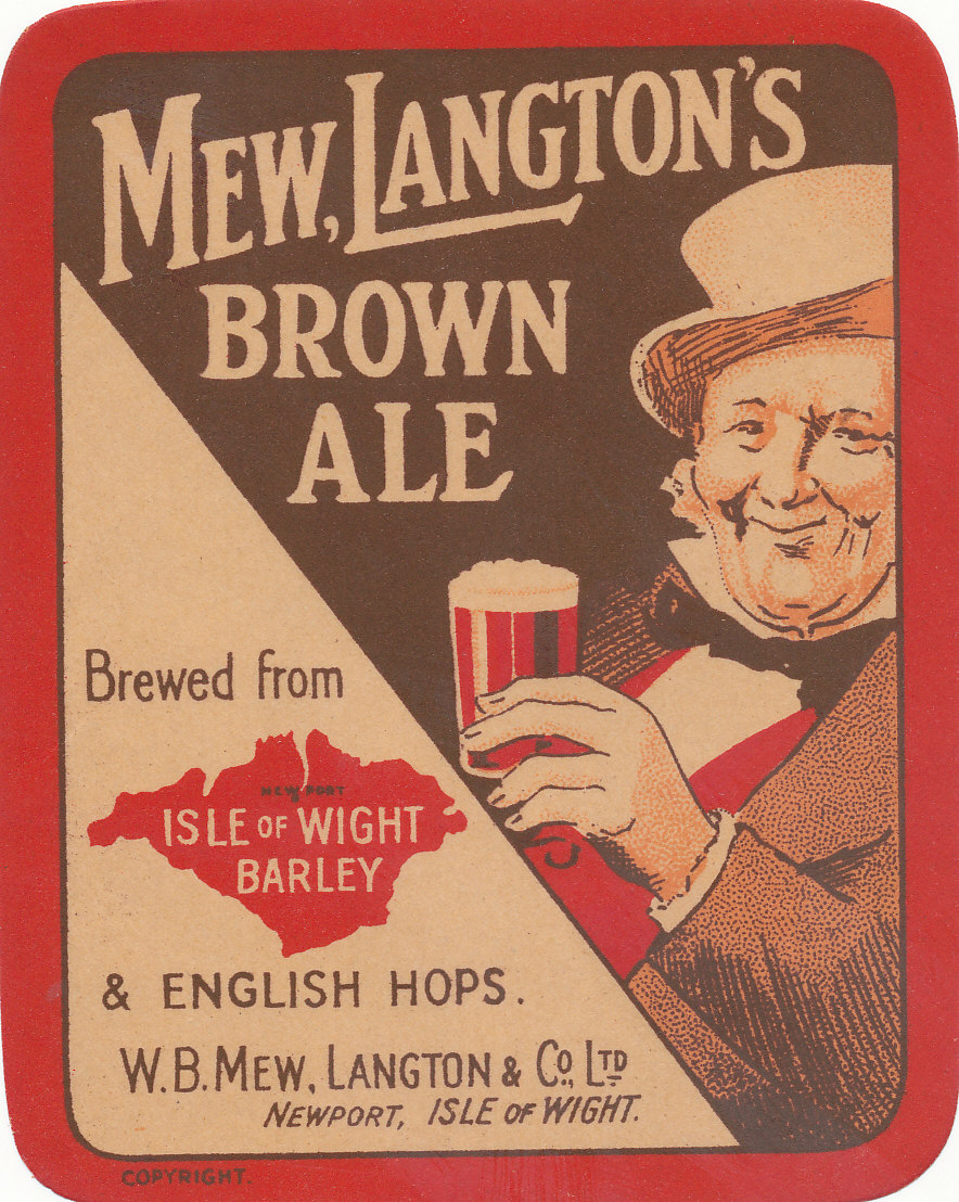 BEER LABELS, Mew Langton & Co. (I.o.W.), Brown Ale, illustrated, rv, VG