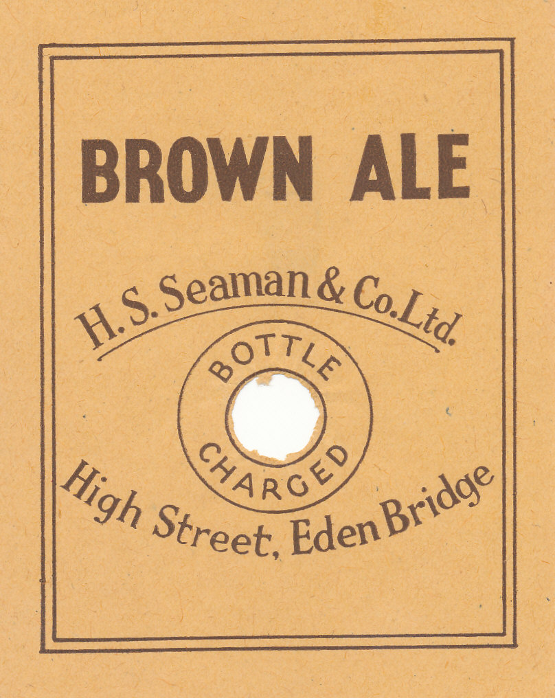 BEER LABELS, H.S. Seaman & Co. (Edenbridge), Brown Ale, 1930/40, Deposit Punch Hole, rv, VG