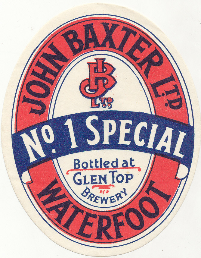 BEER LABELS, John Baxter (Waterfoot), No. 1 Figure Special, 1940s, vo, VG to EX