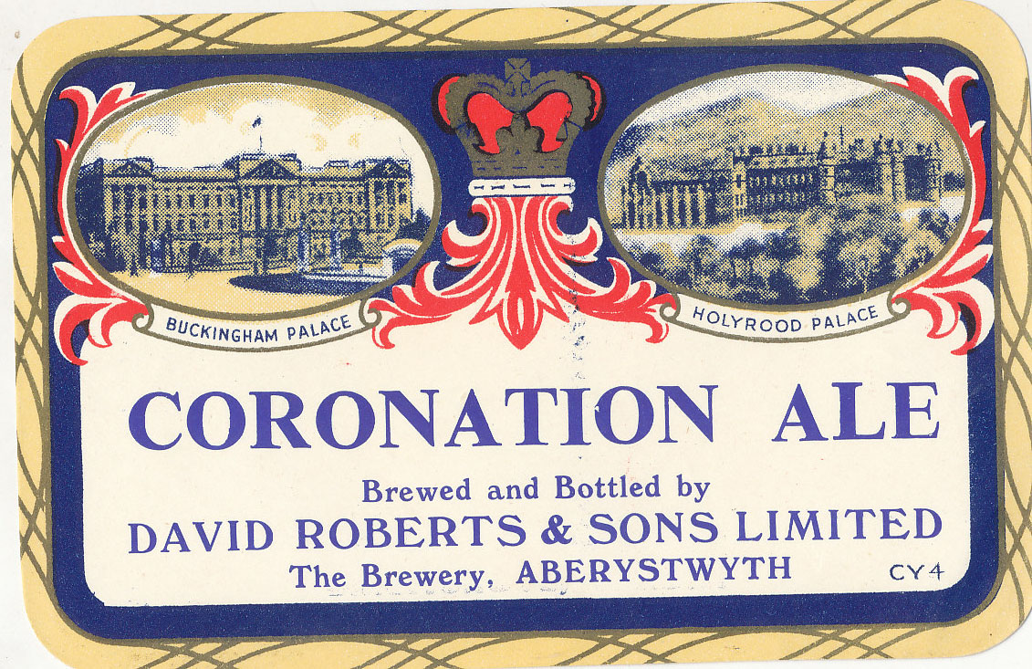 BEER LABELS, David Roberts & Sons (Aberystwyth), Coronation Ale, 1953, neck label, rh, VG, 2