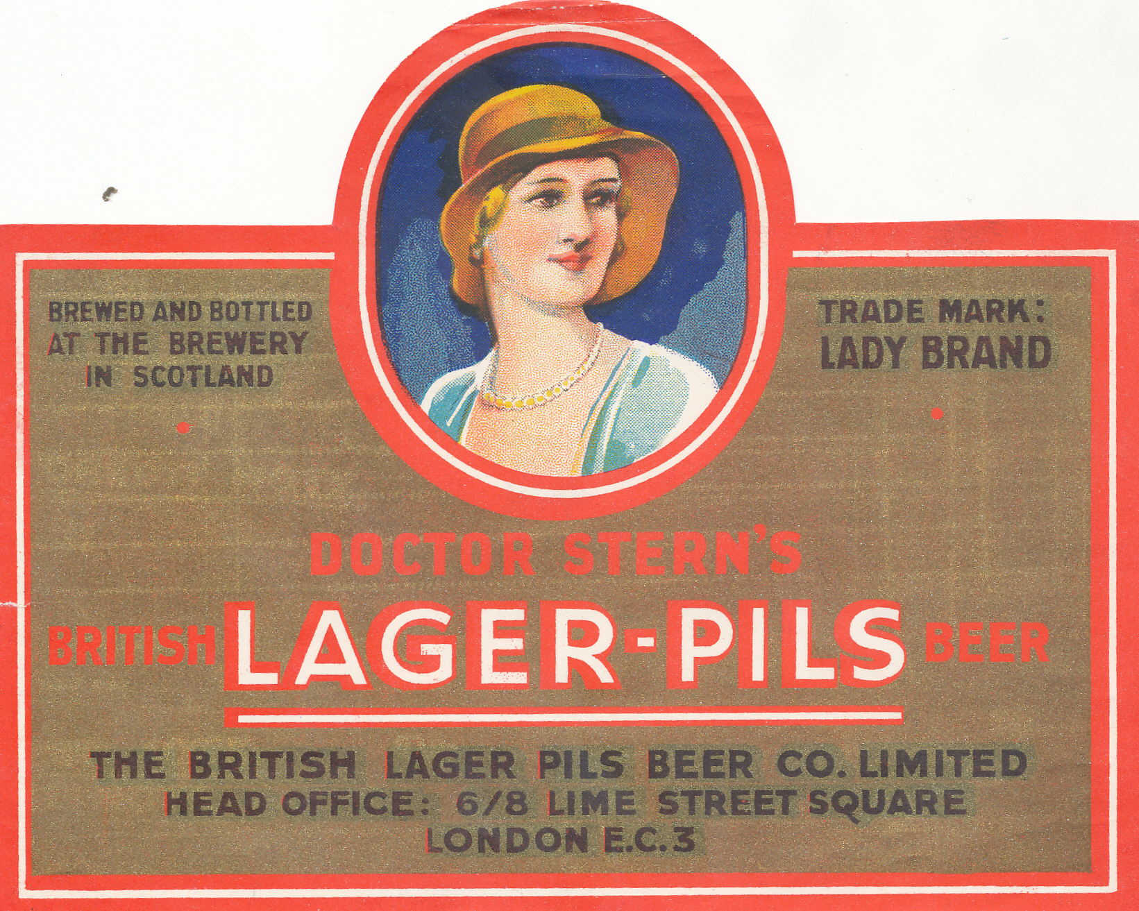 BEER LABELS, British Lager Pils Beer Co. (London), bottler, Doctor Stern`s British Lager,