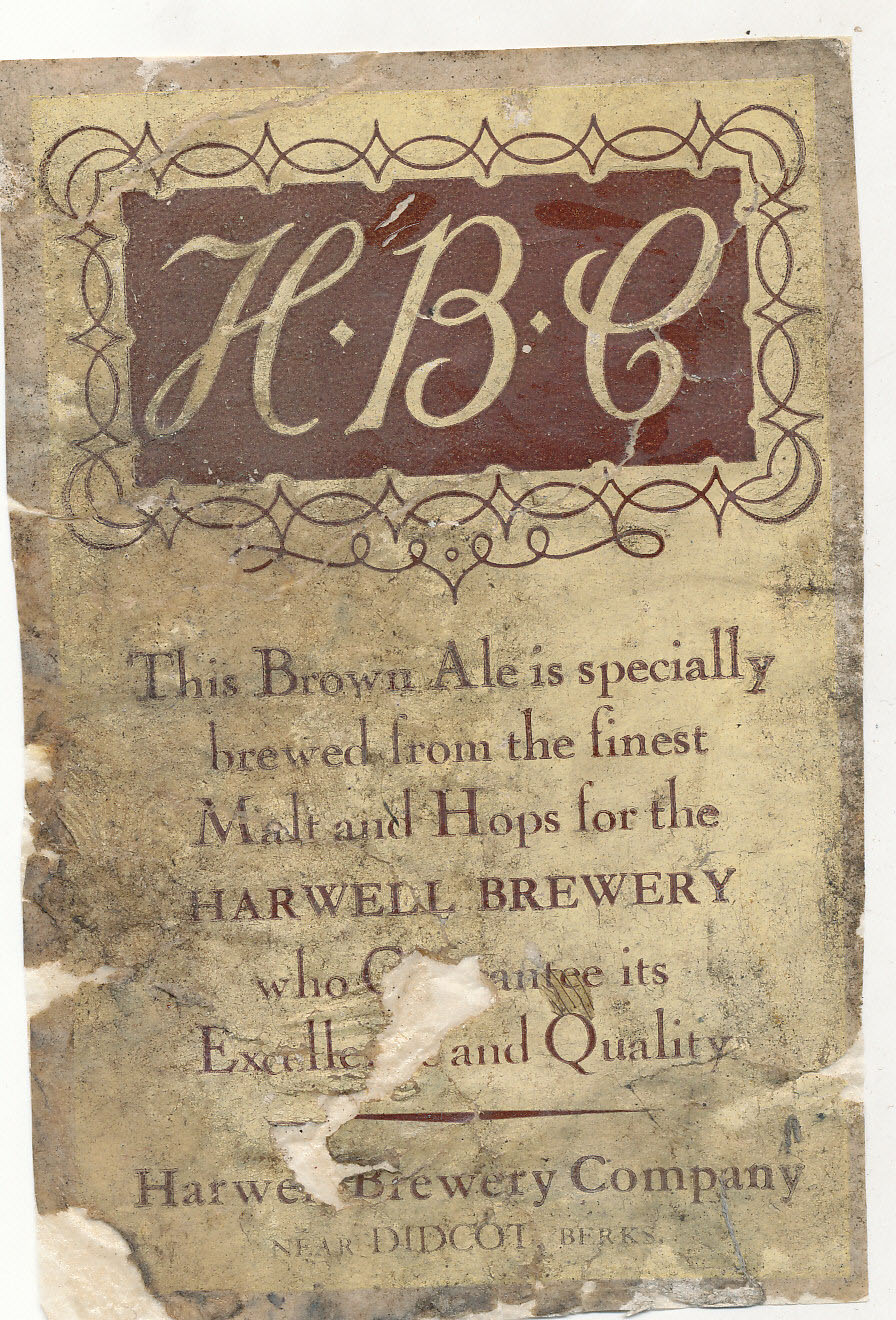 BEER LABELS, Harwell Brewery near Didcot, bottler, Brown Ale, 1910-20 (?), large rv, scuffing, age