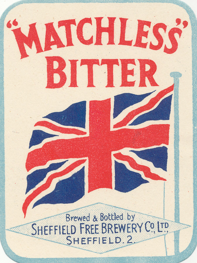 BEER LABELS, Sheffield Free Brewery Co., Matchless Bitter, 1940s/50s, neck label, rv, EX, 2