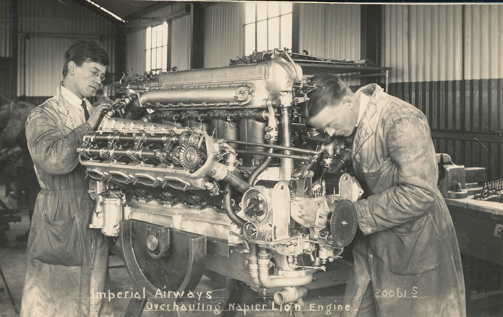 AVIATION, RP, Imperial Airways (Croydon Aerodrome), overhauling Napier Lion engine, rare, VG (