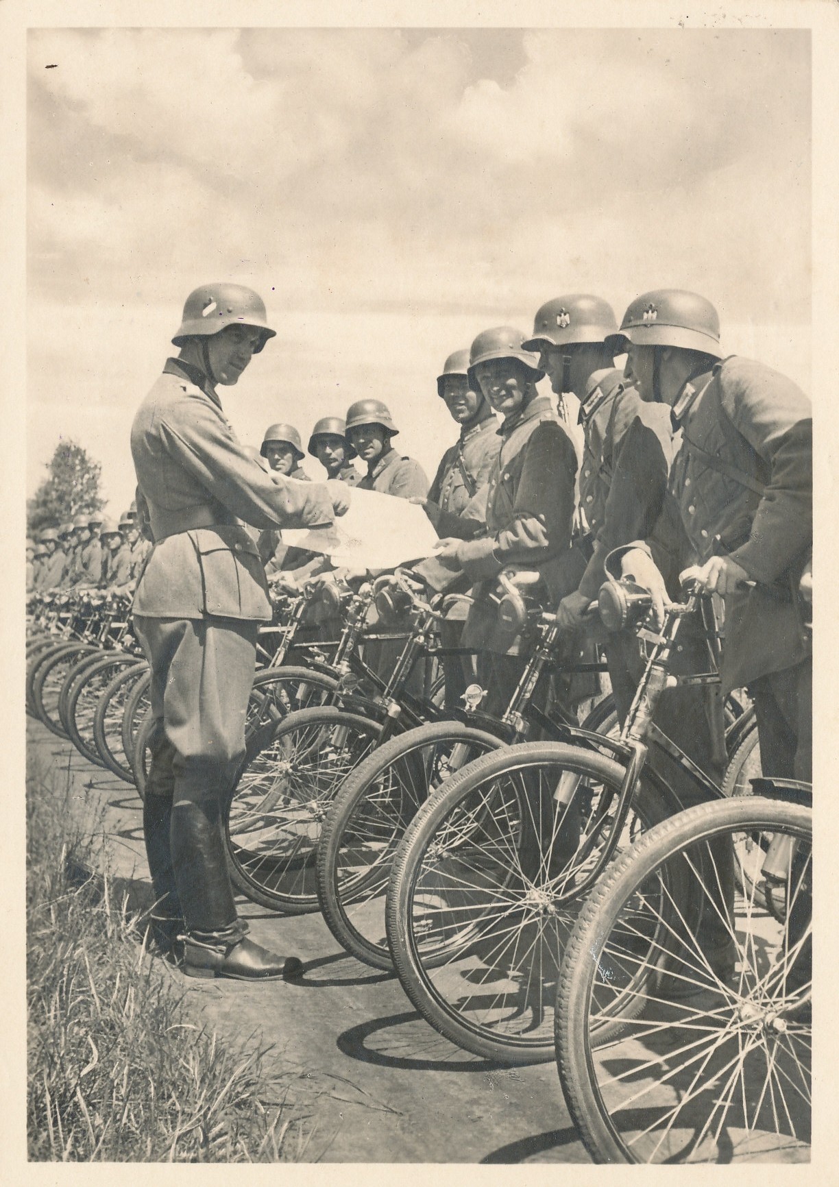 NAZI GERMANY, sepia RP of cyclist company, from the Unsere Wehrmacht Series by EAS, pu 1944, CS,