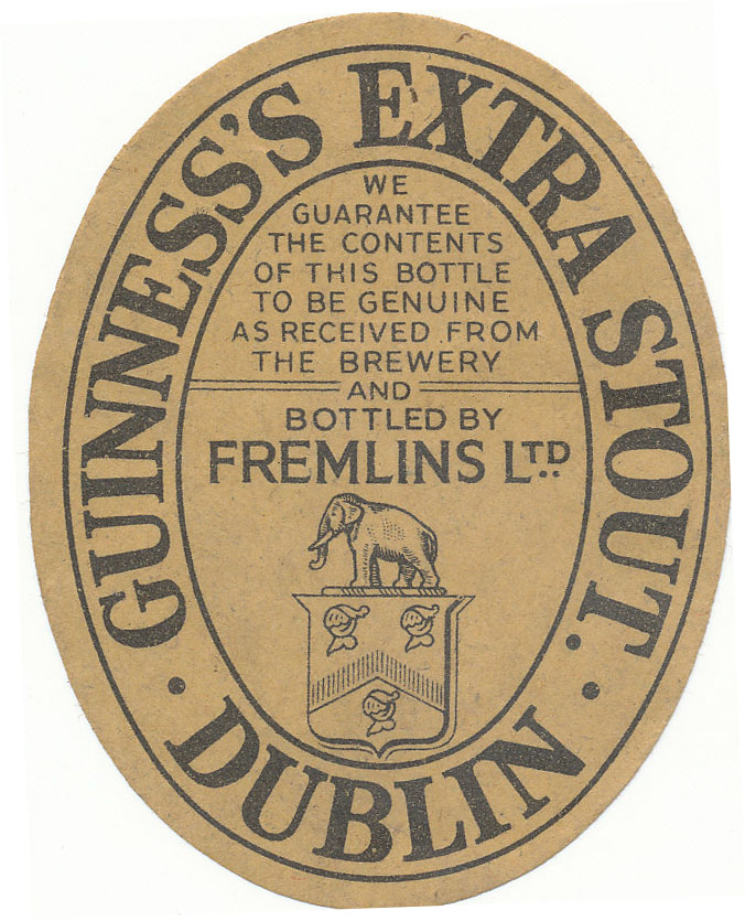 BEER LABELS, Guinness, bottled by Fremlins, pre-1936, neck label, vo, VG, 2