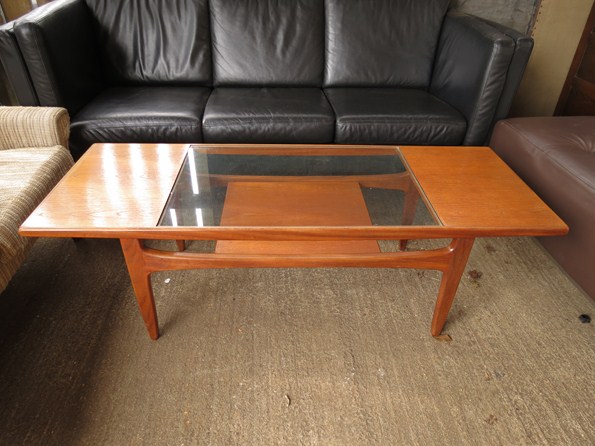 A G-plan rectangular coffee table with glass insert