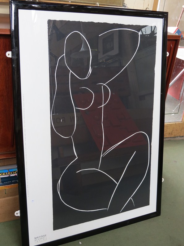 A large framed and glazed print- Matisse 1989- Silvo Zamorani 'Nu Assis' Jambles Croisees
