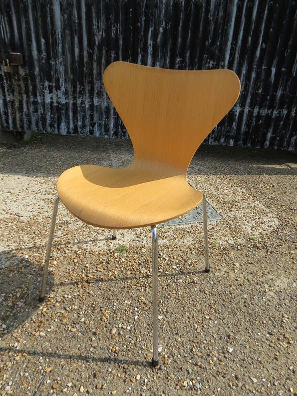 A Fritz Hansen 1990 ply, chrome 3107 chair