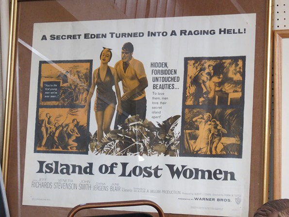 Vintage "Island of Lost Women" original film poster starring Jeff Richards and Venetia Stevenson