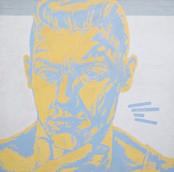 ANDREW HEARD (1958-1993):A large acrylic on canvas "Sellling Your Face", 1983, 150cm x 150cm,