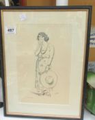 A print of a David Low drawing of Marie Stopes