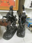 A pair of spelter 'Marley Horses'