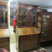 A mahogany astragal glazed bureau bookcase