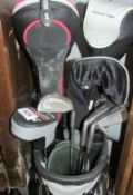 A golf bag and clubs including Slazenger