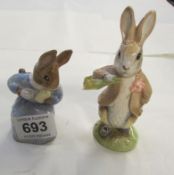 2 Beswick Beatrix Potter figures 'Benjamin ate a lettuce leaf' and 'Cottontail'