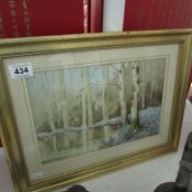 A framed watercolour 'Lake in forest' by Cecil Hodgkinson