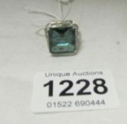 A silver (925) Brazilian green amethyst ring