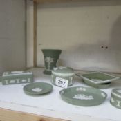 A quantity of green Wedgwood Jasper ware
