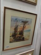 A watercolour 'Beached boats, Norfolk' artist unknown