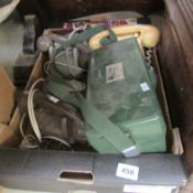 A box of old telephones