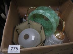 A pair of wall lights and quantity of lampshades