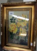 A gilt framed painting of roses signed Gladys Showell, 1900